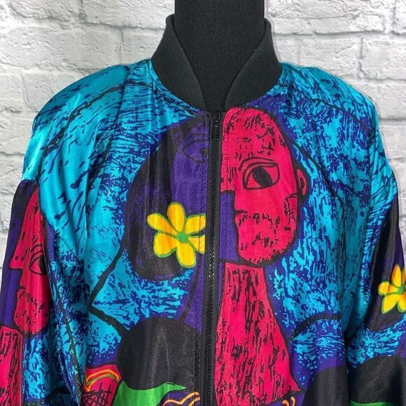 Venezia Vitale full zip lightweight multicolor multi print jacket sz 14/16 women - Picture 3 of 12